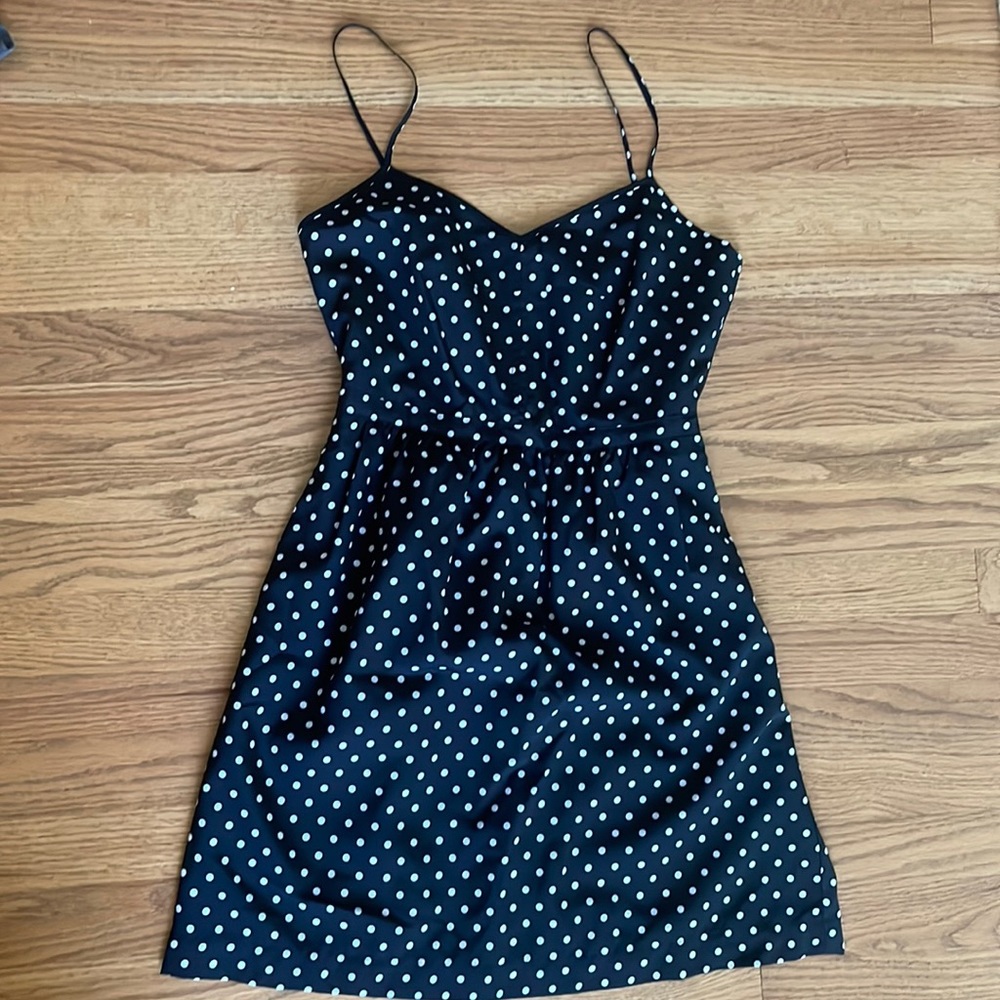 J Crew black polka dot dress size 0